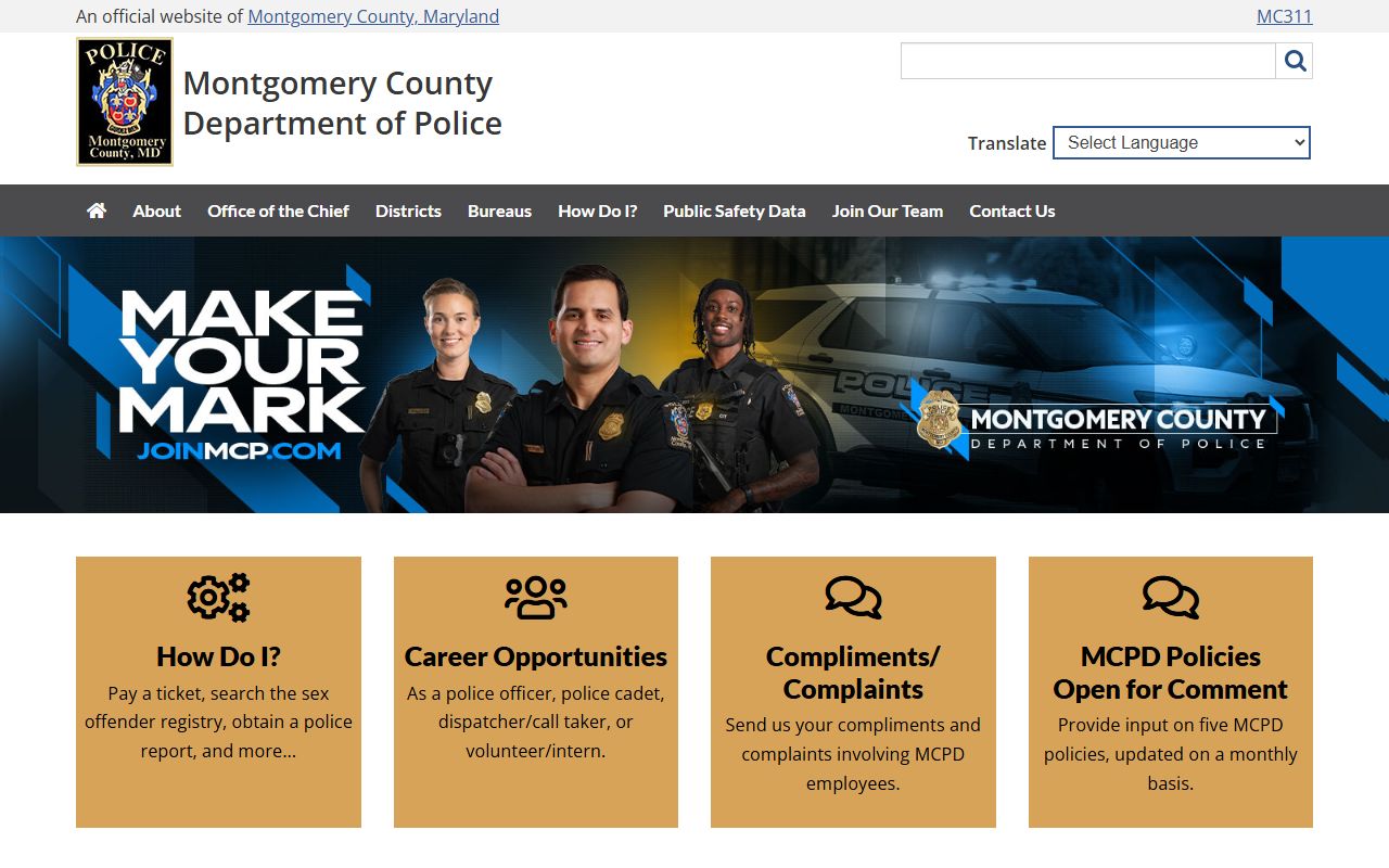 Montgomery County Police 6th District Station in Germantown Maryland background check records