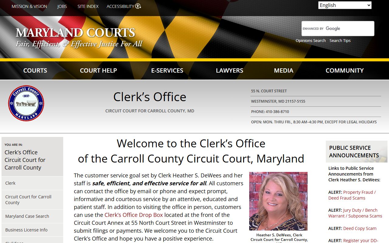 Carroll County Circuit Court Clerk for background check and criminal records search