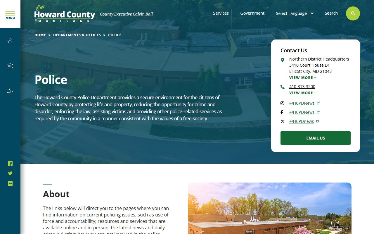 Howard County Police Department website for records requests
