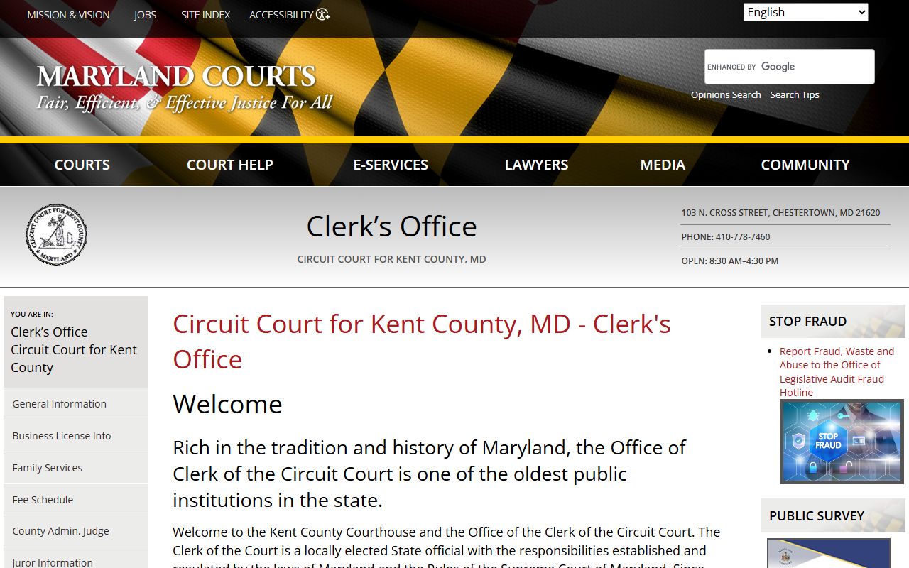Kent County Circuit Court Clerk website for background check records