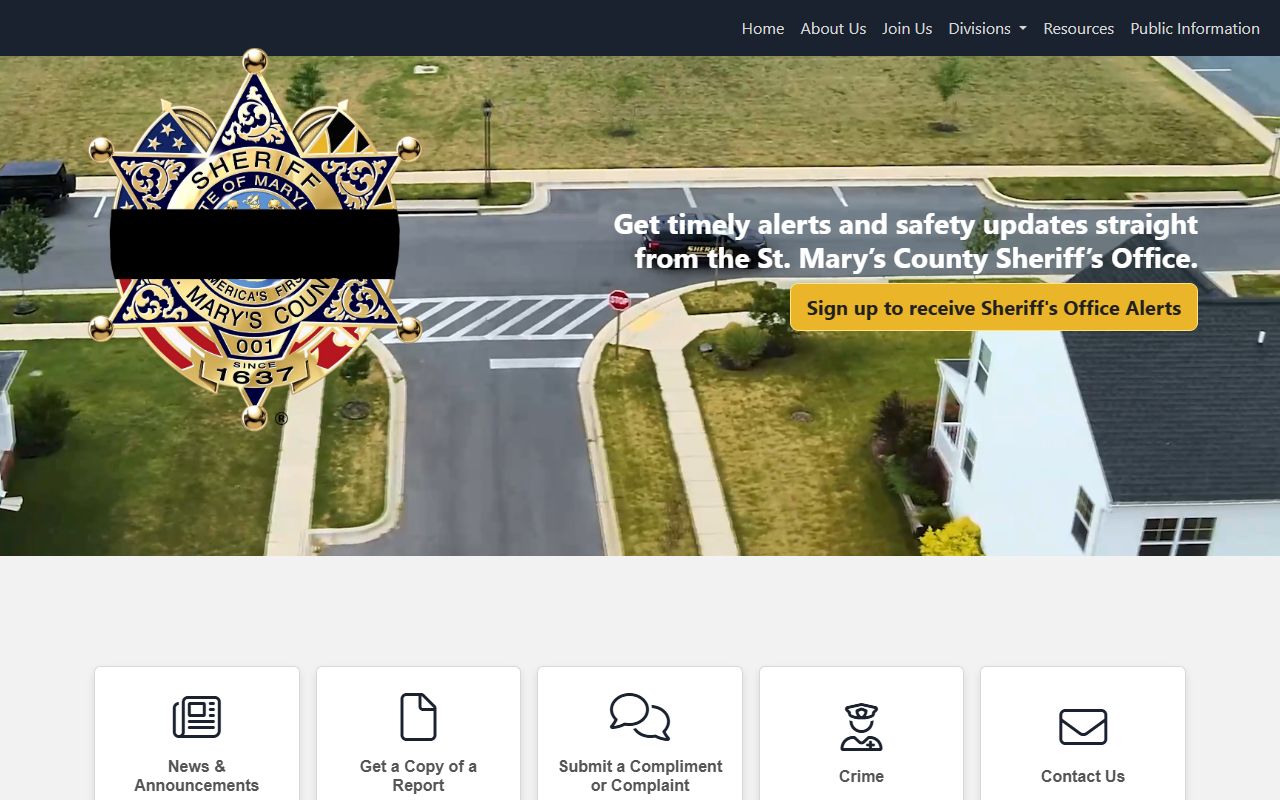 St. Mary's County Sheriff's Office background check and records page